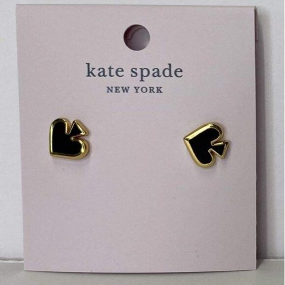 KATE SPADE Signature Spade Gold Stud Earrings PINK DUST BAG INCLUDED NWT - Picture 3 of 7